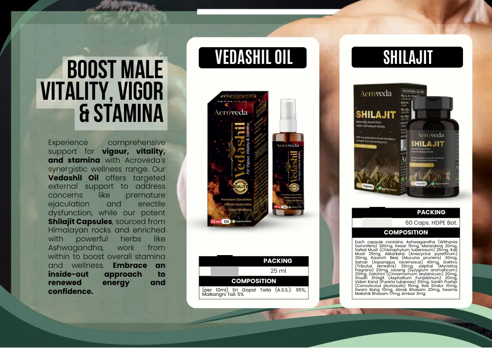 Acroveda & Dermacare catalogue, page 27: Vedashil Oil, Shilajeet