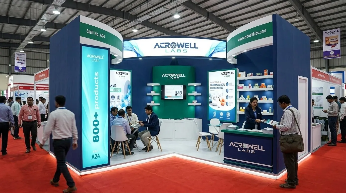 Acrowell Labs Stall A24 design for Indian Pharma Fair, Vijayawada