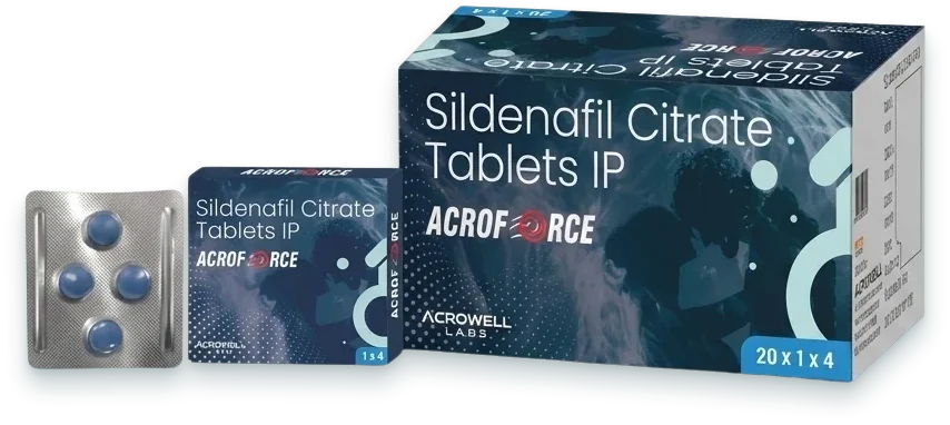 Acroforce (Sildenafil 100mg Tablet) tablets pack by Acrowell Labs