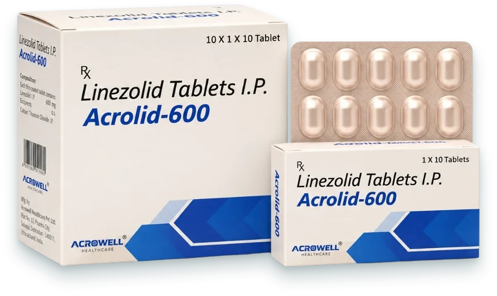 Acrolid-600 (Linezolid 600mg Tablet) tablets pack by Acrowell Labs
