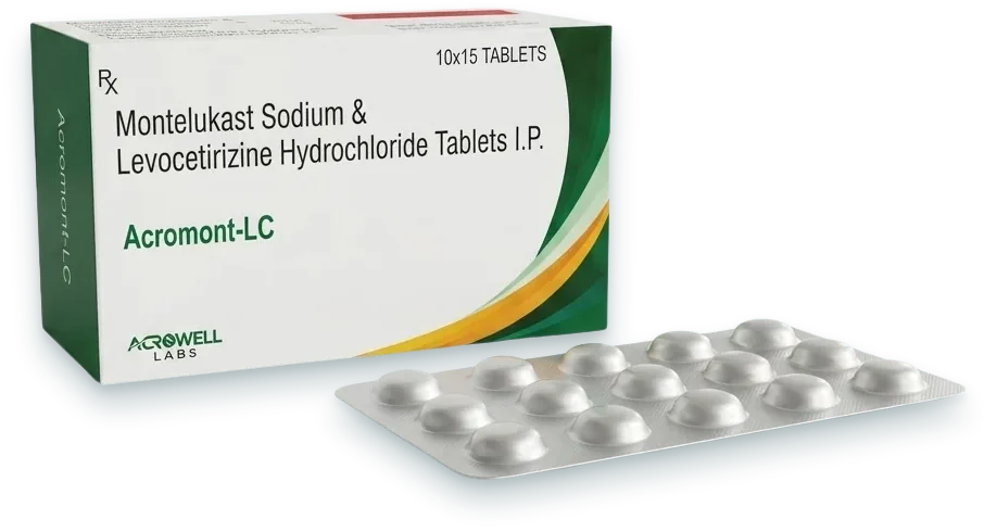 Acromont-LC (Montelukast Sodium 10mg + Levocetirizine 5mg Tablet) tablets pack by Acrowell Labs