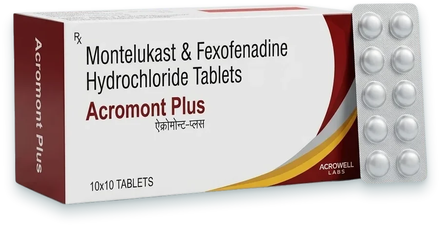 Acromont Plus (Montelukast Sodium 10mg + Fexofenadine 120mg Tablet) tablets pack by Acrowell Labs