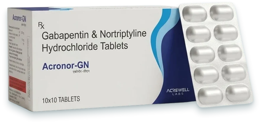 Acronor-GN (Nortriptyline 10mg + Gabapentin 400mg Tablet) tablets pack by Acrowell Labs