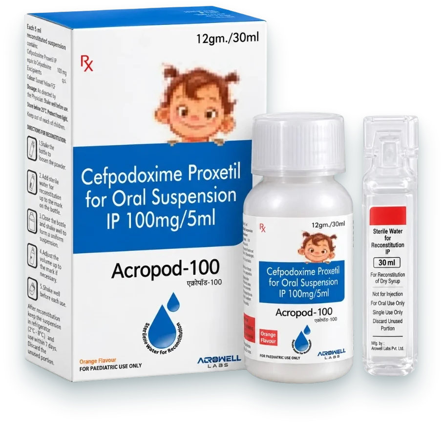Acropod-100 (Cefpodoxime 100mg Dry Syrup) dry syrups pack by Acrowell Labs