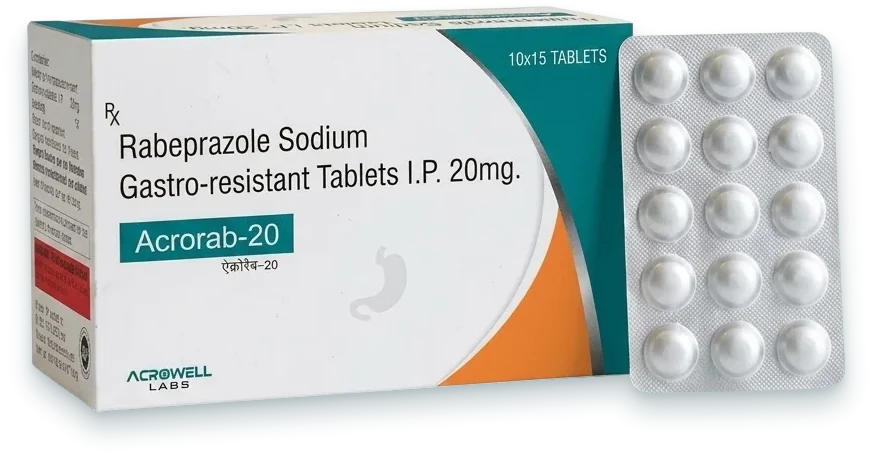 Acrorab-20 (Rabeprazole 20mg Tablet) tablets pack by Acrowell Labs