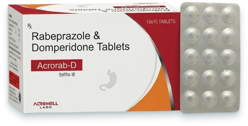 Acrorab-D (Rabeprazole 20mg + Domperidone 10mg Tablet) tablets pack by Acrowell Labs