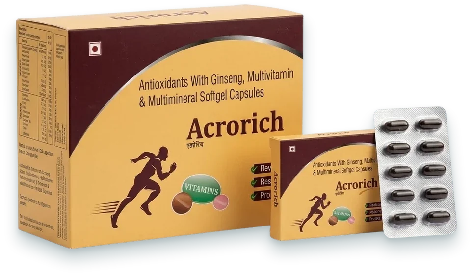 Acrorich (Ginseng 42.5mg + Multivitamins + Multiminerals + Nutrients Softgel) softgels pack by Acrowell Labs