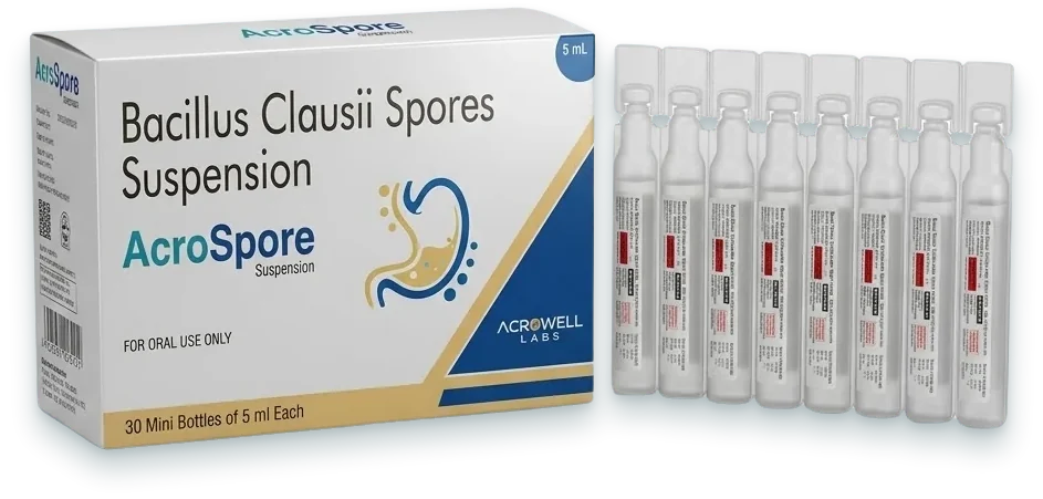 Acrospore (Bacillus Clausii Spores Suspension) syrups & suspensions pack by Acrowell Labs