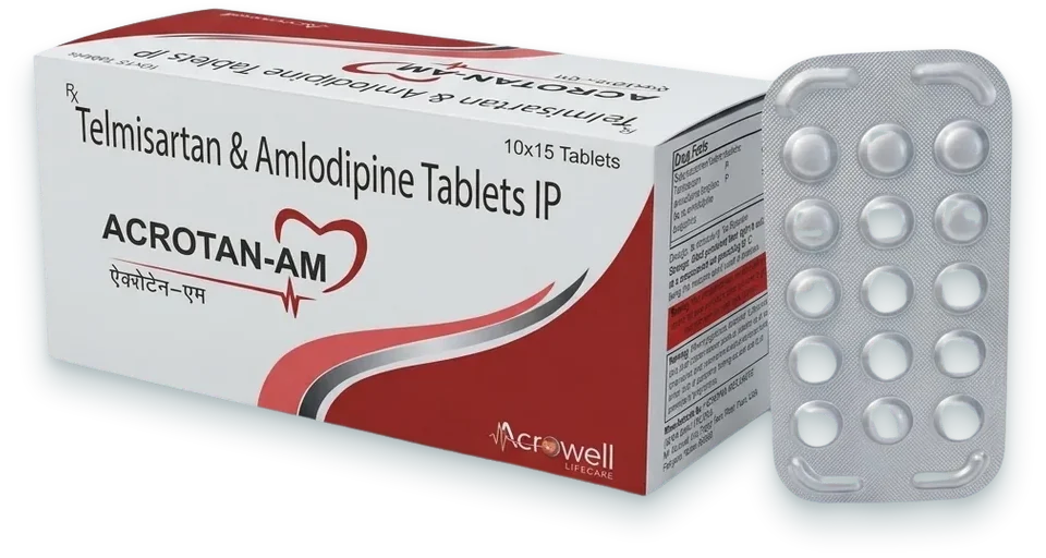 Acrotan-AM (Telmisartan 40mg + Amlodipine 5mg Tablet) tablets pack by Acrowell Lifecare