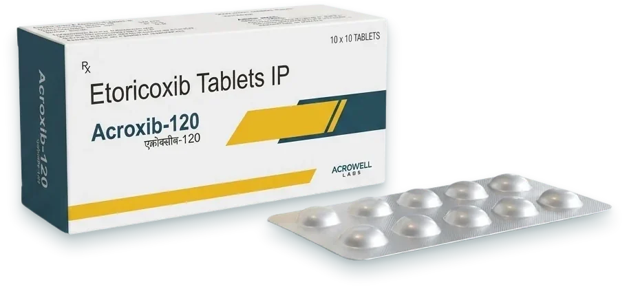 Acroxib-120 (Etoricoxib 120mg Tablet) tablets pack by Acrowell Labs
