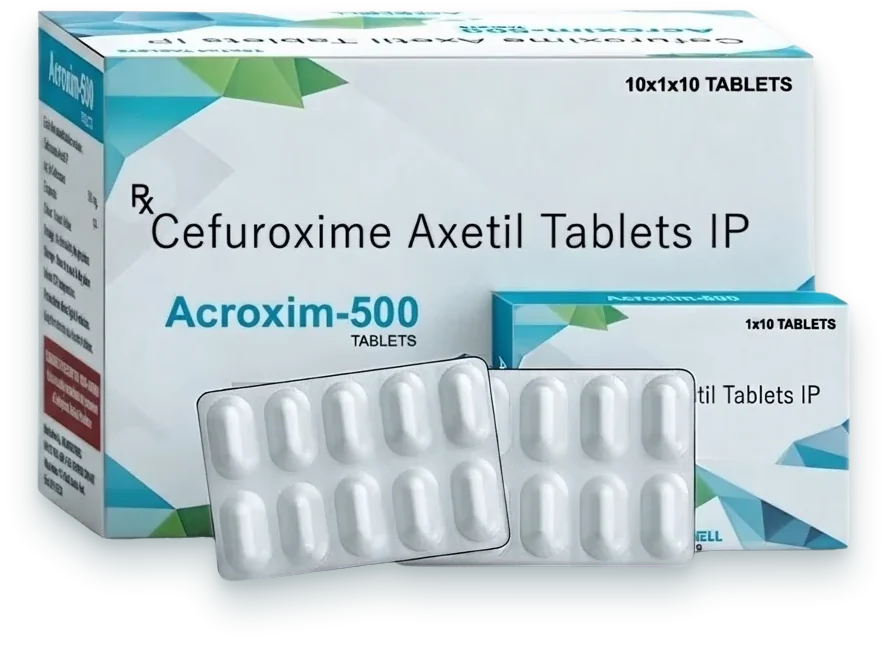Acroxim-500 (Cefuroxime Axetil 500mg Tablet) tablets pack by Acrowell Labs