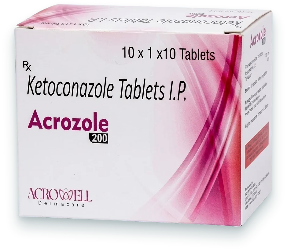 Acrozole-200 (Ketoconazole 200mg Tablet) tablets pack by Acrowell Dermacare