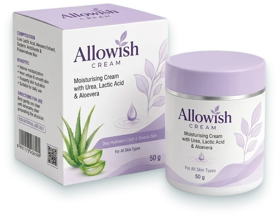 Allowish Cream (Moisturising Cream with Aloe Vera) creams, gels & ointments pack by Acrowell Dermacare