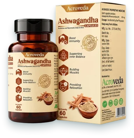 Ashwagandha capsules pack — Acroveda