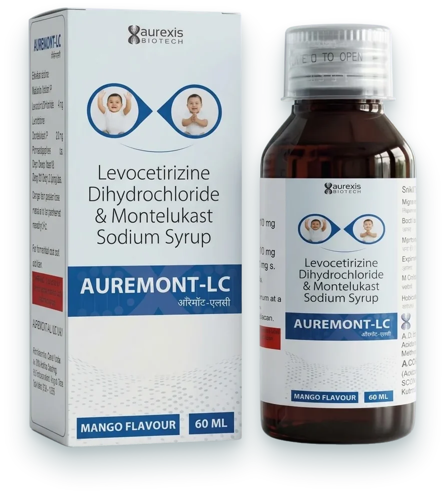 Auremont-LC (Montelukast Sodium + Levocetirizine Hydrochloride Tablets IP) tablets pack by Aurexis Biotech