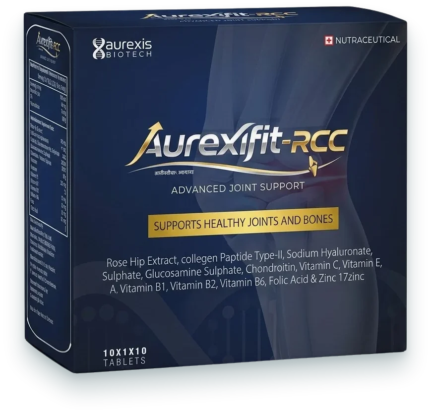 Aurexifit-RCC (Rose Hip Extract + Collagen Peptide Type 1 + Sodium Hyaluronate +…) tablets pack by Aurexis Biotech