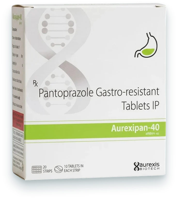 Aurexipan-40 (Pantoprazole 40mg Tablet) tablets pack by Aurexis Biotech