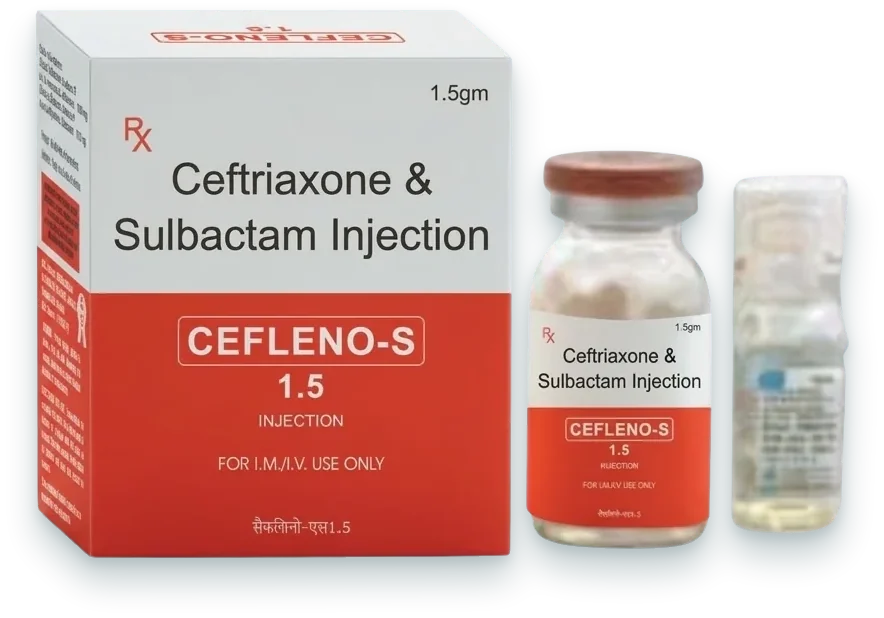 Cefleno-S 1500 (Ceftriaxone 1000mg + Sulbactam 500mg Injection) injections pack by Acrowell Labs
