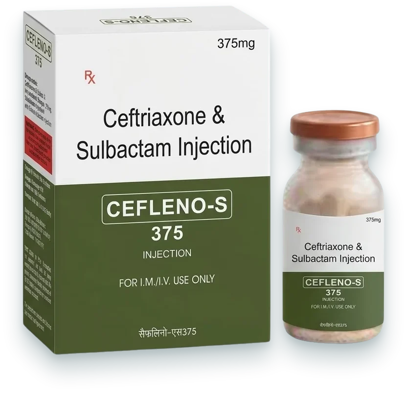 Cefleno-S 375 (Ceftriaxone 250mg + Sulbactam 125mg Injection) injections pack by Acrowell Labs