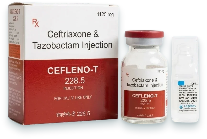 Cefleno-T 281.25 (Ceftriaxone 250mg + Tazobactam 31.25mg Injection) injections pack by Acrowell Labs