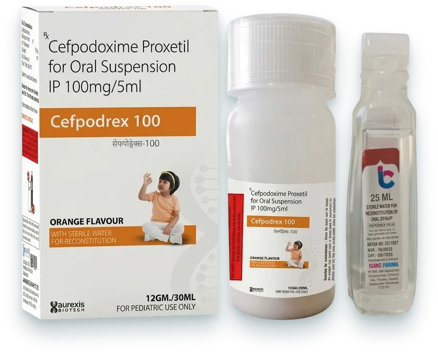 Cefpodrex-100 (Cefpodoxime Proxetil Oral Suspension IP) dry syrups pack by Aurexis Biotech