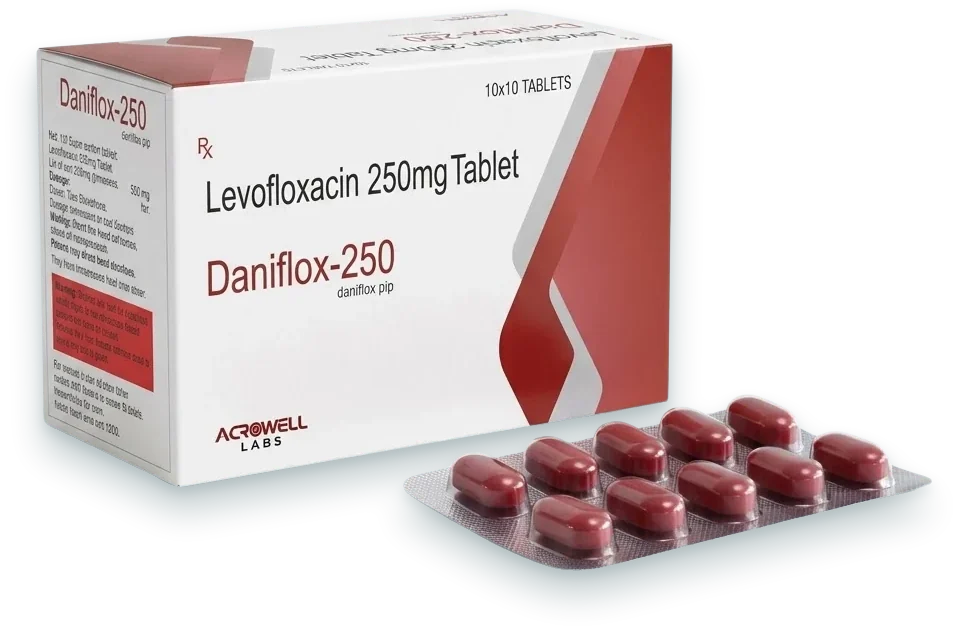 Daniflox-250 (Levofloxacin 250mg Tablet) tablets pack by Acrowell Labs