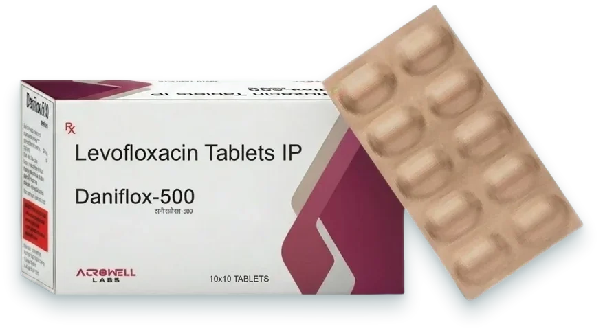Daniflox-500 (Levofloxacin 500mg Tablet) tablets pack by Acrowell Labs