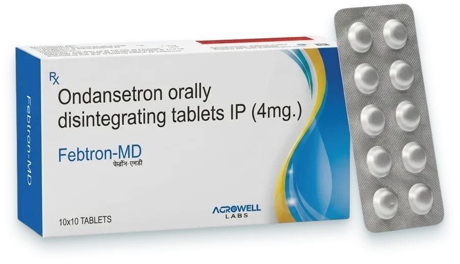 Febtron-MD (Ondansetron 4mg Mouth Dissolving Tablet) tablets pack by Acrowell Labs