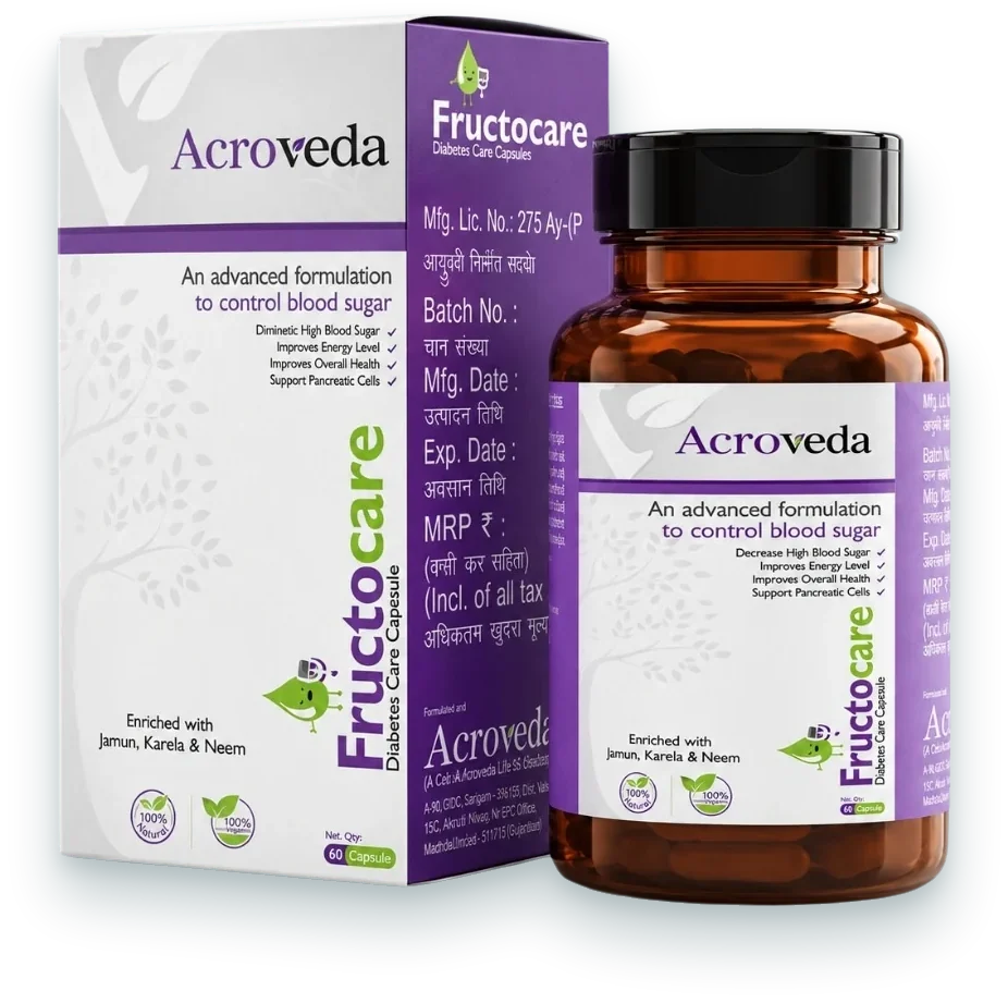 Fructocare Capsules (Ayurvedic Diabetes Care Capsules) capsules pack by Acroveda