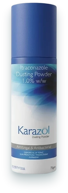 Karazol Powder (Itraconazole Dusting Powder) sachets & powders pack by Acrowell Dermacare