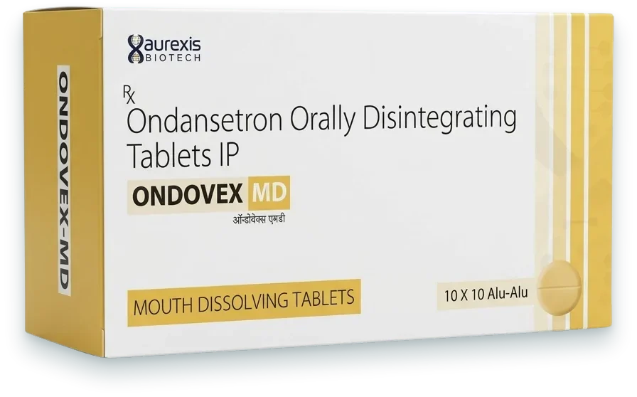 Ondovex-MD (Ondansetron 4mg Mouth Dissolving Tablet) tablets pack by Aurexis Biotech