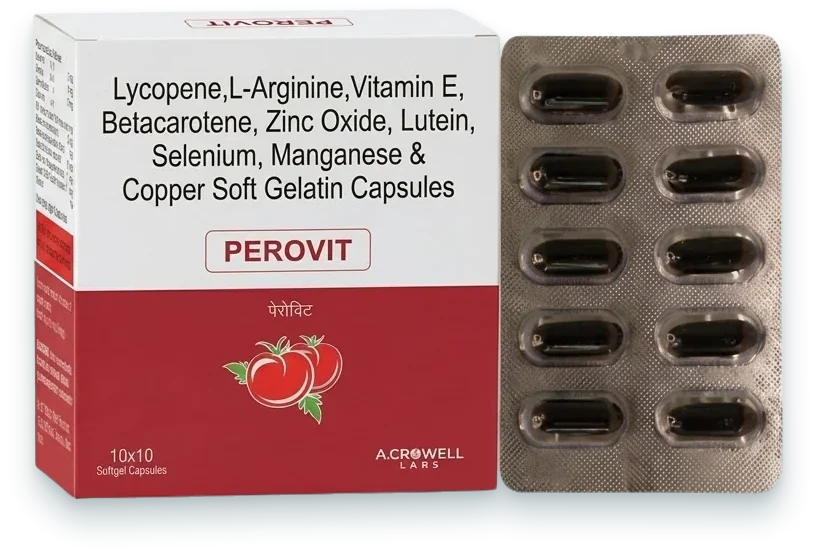 Perovit (Lycopene 10000mcg + L-Arginine 25mg + Vitamin E 10mg + Beta…) softgels pack by Acrowell Labs