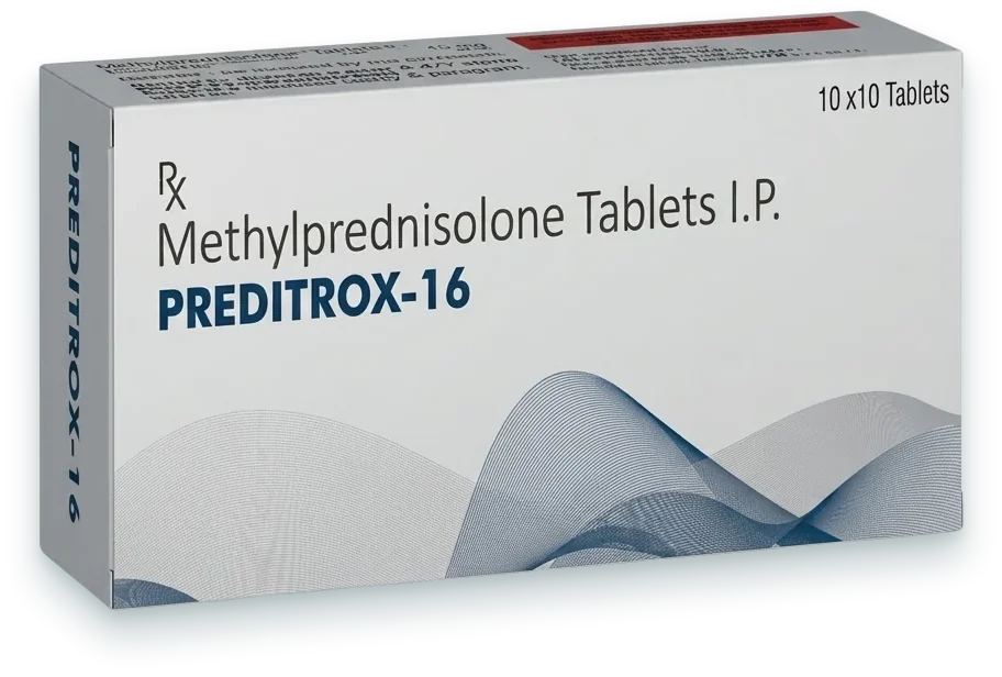 Preditrox-16 (Methylprednisolone 16mg Tablet) tablets pack by Acrowell Dermacare