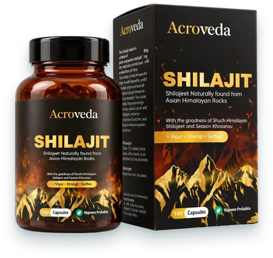 Shilajeet (Shuddh Himalayan Shilajeet & Swarna Bhasma Capsules) capsules pack by Acroveda