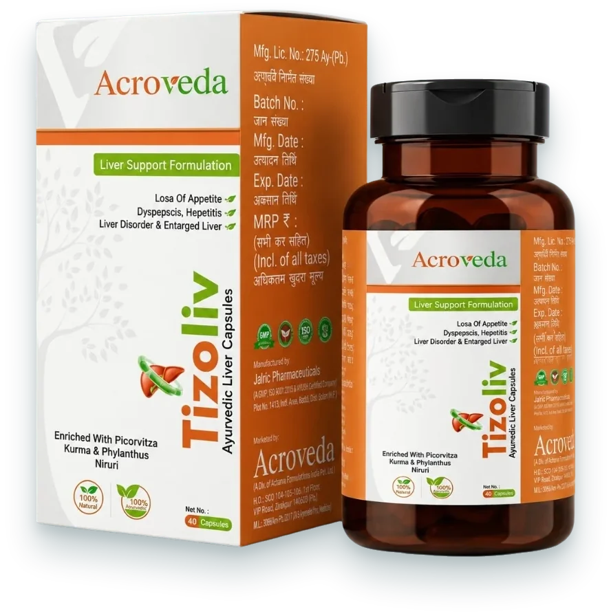 Tizoliv Capsules (Ayurvedic Liver Capsules) capsules pack by Acroveda