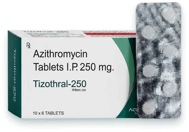 Tizothral-250 (Azithromycin 250mg Tablet) tablets pack by Acrowell Labs