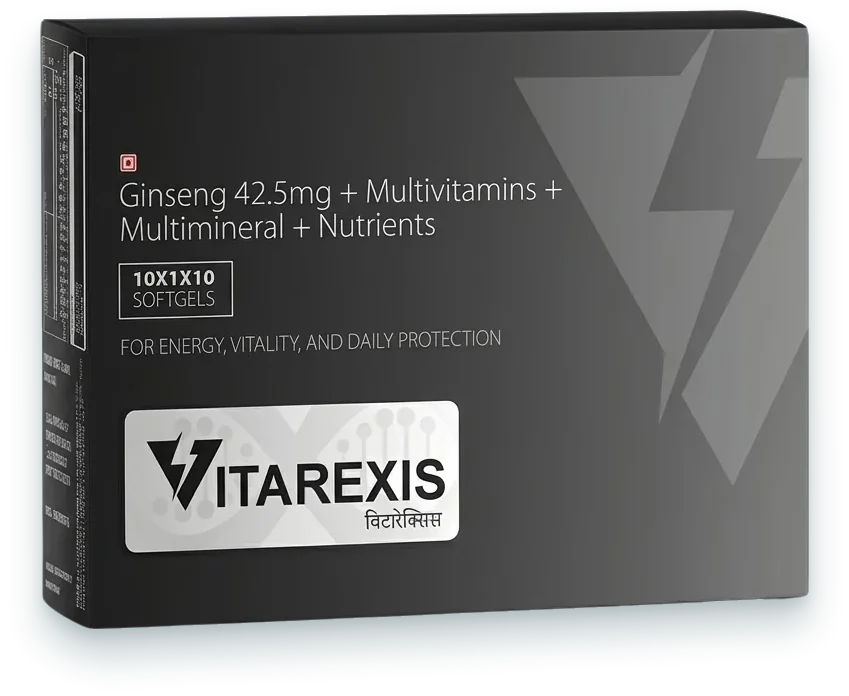 Vitarexis (Ginseng 42.5mg + Multivitamins + Multiminerals + Nutrients Softgel) softgels pack by Aurexis Biotech