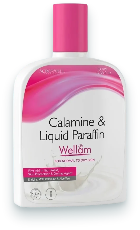 Wallam (Calamine 8% + Aloe Vera Gel 10% + Light Liquid Paraffin 10% Lotion) creams, gels & ointments pack by Acrowell Dermacare