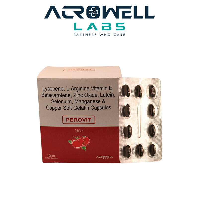 Perovit Lycopene 10000mcg L Arginine 25mg Vitamin E 10mg Beta Carotene 48mg Zinc 5mg